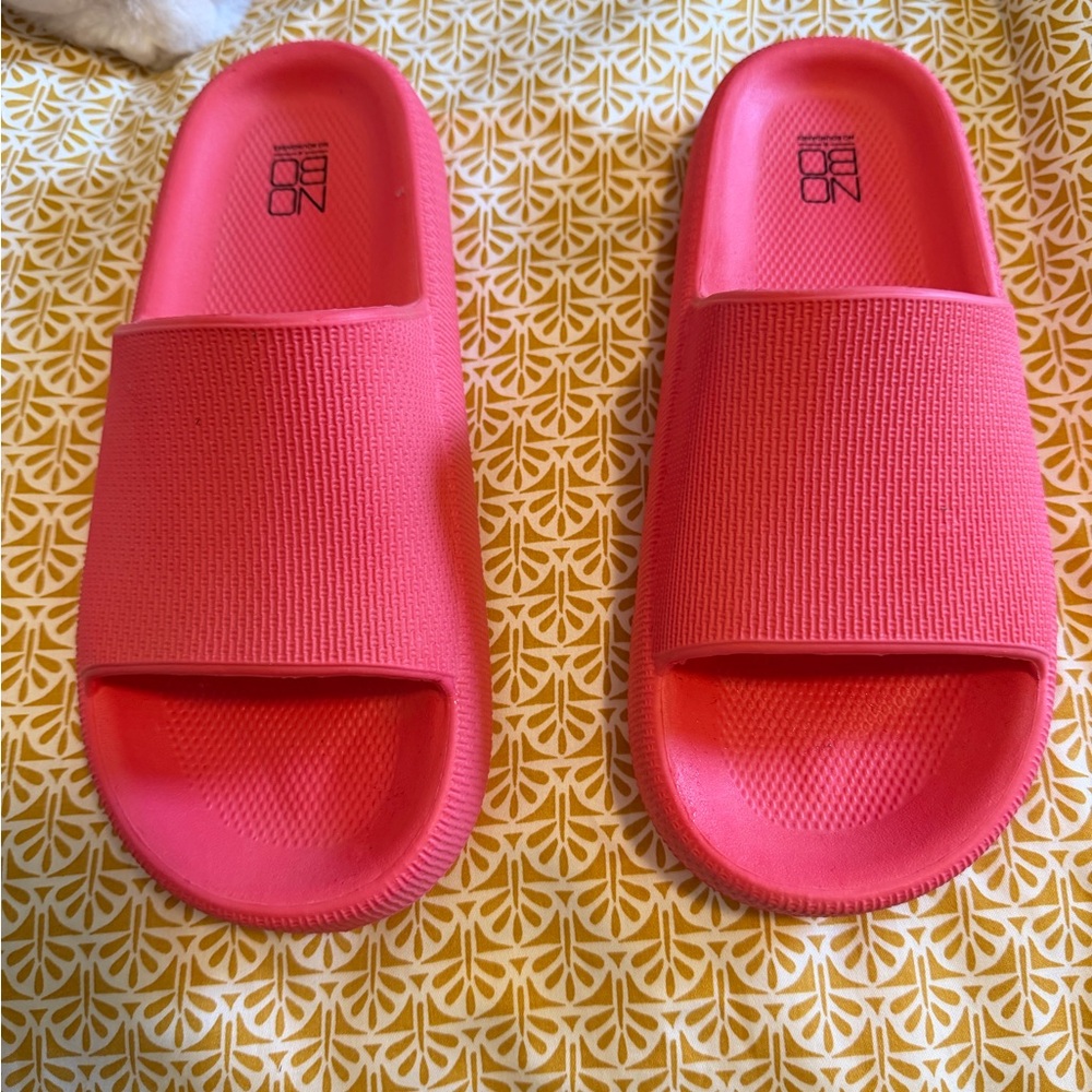 No Boundaries Coral Pink Slide Sandals
